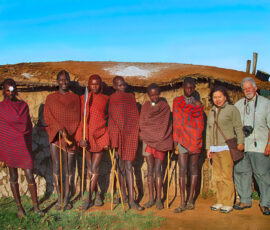 Jeff and Lisa with Maasai Warriors (Photo by Alex)