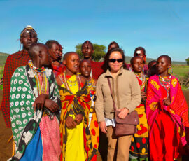 Lisa with Maasai Singers (Photo by Jeff Drake)